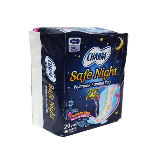 Pembalut Charm  Safe Night 29cm 20pads 077107 Mirota 
